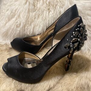 Antonio Melani Elegant Black Embellished Women's Heels Size 7.5